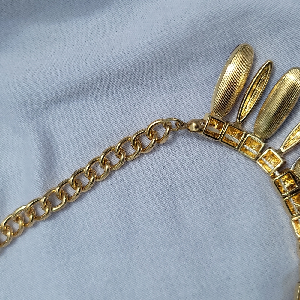 Gold-Toned Vibrant Multicolored Faux Gemstone Necklace - Picture 5 of 8